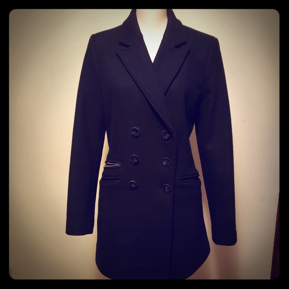 Cole Haan Signature Black Pea Coat